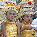  Bali Tempeltänzerinnen in besonderer Tanztracht 